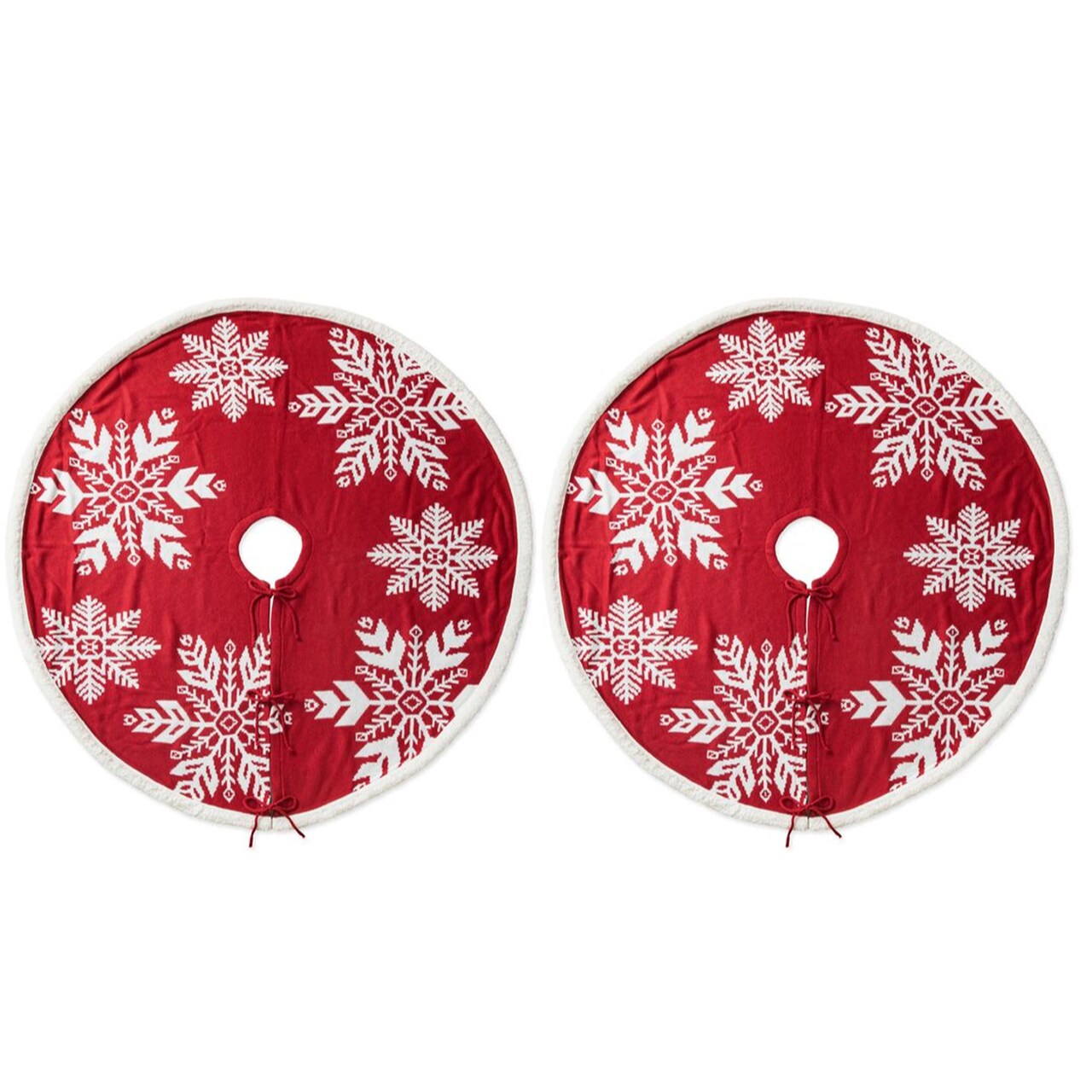 Set of 2 52"D/48''D Knitted Acrylic Red Christmas Tree Skirt